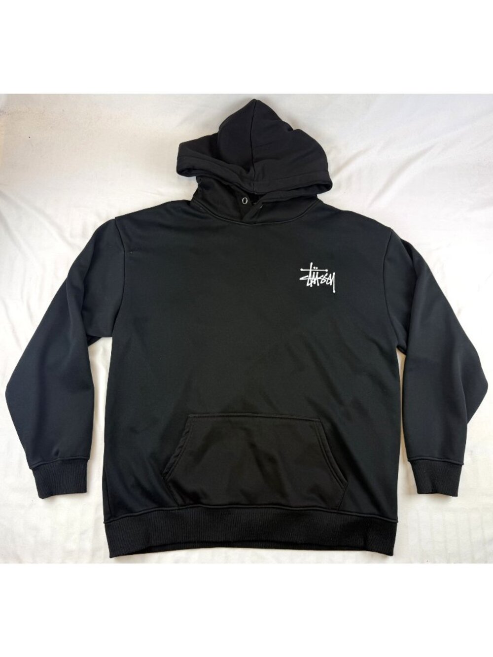 Stüssy Basic Stock Logo Pullover Hoodie Black White Graphic Size XL